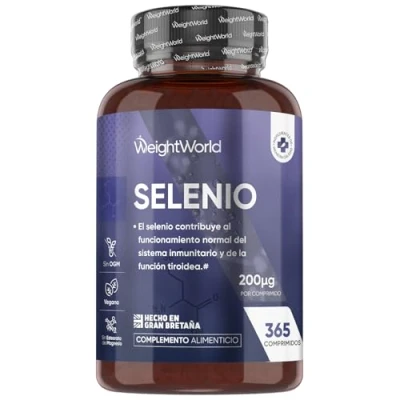 Imagen de Selenio 200 mcg 365 Comprimidos para la Función Normal de las Tiroides, Sistema Inmunológico, Cabello y Uñas Mineral Hombre Mujer, Vegano, Sin Gluten Lactosa 1 Año Suministro
