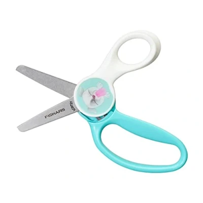 Imagen de Fiskars Tijeras Para niños con diseño de un Cachorro, A partir 6 años, Longitud: 13 cm, diestros y zurdos, Hoja metálica/mangos plástico, Azul/blanco, Magic Morph, 1064076