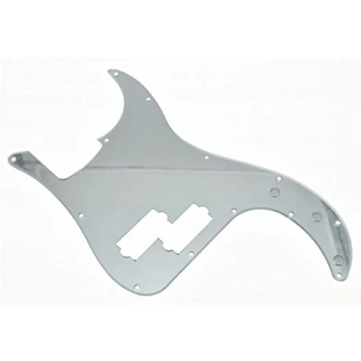 Imagen de Guardabarros con laminado efecto rayado color espejo plateado de Kaish, para bajo eléctrico Fender modelo mexicano o estadounidense