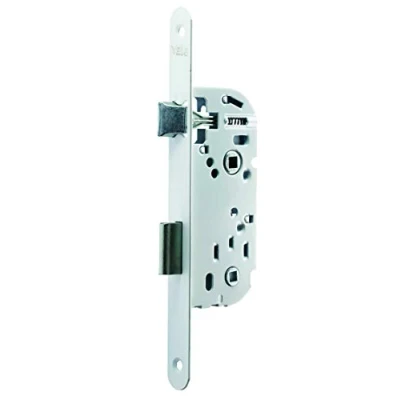 Imagen de Yale Cerradura de empotrar con condena, Eje 40 mm, Maletero 135 Y13R A40/B/SF Pestillo Reversible, Cabezal Punta Redonda Puerta baño y WC Color Blanco