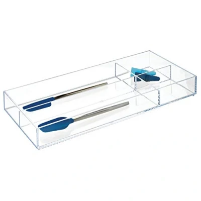 Imagen de iDesign Clarity Organizador de cajones, cubertero para cajones cocina en plástico guardar utensilios, transparente