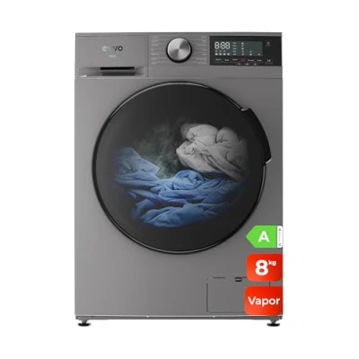 Imagen de EVVO Lavadora 8kg, Vapor, Bajo consumo, Clase A, Motor Inverter, Hygiene Pro, Lavado Rápido 15&#039;, Tambor ePROTECT, SMART LOAD, 1400 rpm, 13 programas, Carga frontal, Nova (8Kg, Inox)