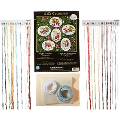 Imagen de Dimensions Kit Playful Snowmen Ornaments Nieves JUGADOSOS, Algodón, Multicolor, Talla única