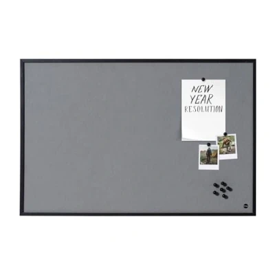 Imagen de Bi Office New Basic Tablero de fieltro gris, marco color negro, 885 x 585 mm