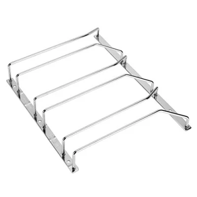 Imagen de Dianoo estante para copas de vino, soporte alambre colgar debajo del gabinete con tornillos, acabado cromado [24 cm 3 filas] [plata]