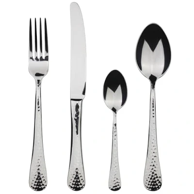 Imagen de BERGNER Eiffell Juego Completo 24 Cubiertos 6 Cucharas Tenedores de Té Cuchillos Fabricados en Resistente Acero Inoxidable Acabado Pulido Mate Fácil Lavar