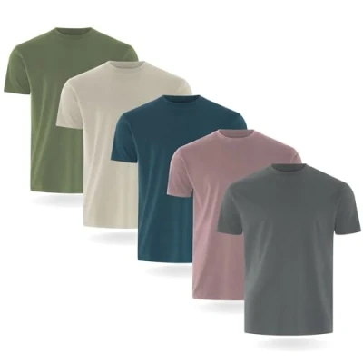 Imagen de FM London Camiseta (Paquete de 3/5) para Hombre, Piedra, Pizarra, Malva, Azul, Verde (Pack 5), M