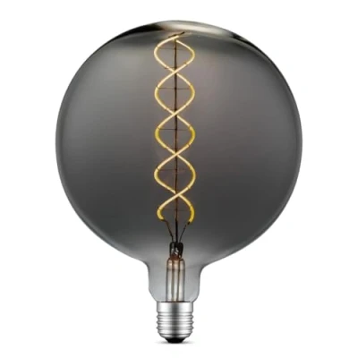 Imagen de Home Sweet Edison Vintage E27 fuente de luz LED filamento Globe G180 Spiral lámpara Humo Regulable 6W 180lm 1800K blanca cálida Apto para casquillos