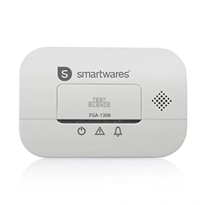 Imagen de Smartwares Detector de CO FGA 13081 Sensor 10 años Baterías 3 con indicaciones LED y botón Prueba