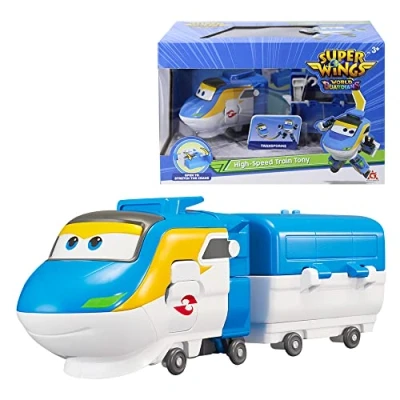 Imagen de Super Wings Tren Transformador Robot Tony Adecuado para Niños y Niñas de 3 4 5 6 7 Años, Figuras Acción Juegos Preescolares Regalos Cumpleaños, Pulgadas