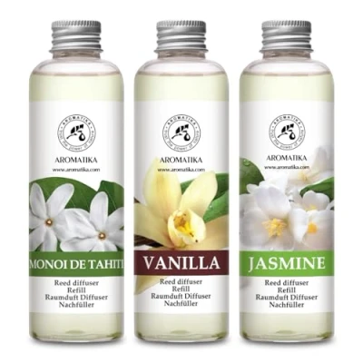 Imagen de Recambio Difusor Monoi de Tahiti &amp; Vainilla Jazmín 3x200ml Ambientador Fragancias Duraderas Difusores para el Hogar Aromaterapia Perfume