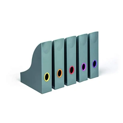 Imagen de Durable 770657 set de 5 Revisteros VARICOLOR A4 , unidades en un juego, antracita con agujeros distintos colores para fácil orientación y óptimo acceso revistas, catálogos folletos, etc.