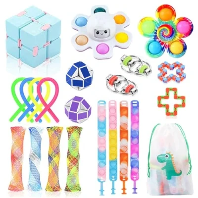 Imagen de 22 Pcs Fidget Toy Pack, Antiestrés Juguetes Sensoriales Kit para Niños y Adultos con Spinner Pop It Pulsera Cubo Infinito Juguete, Regalo Fiestas de Cumpleaños