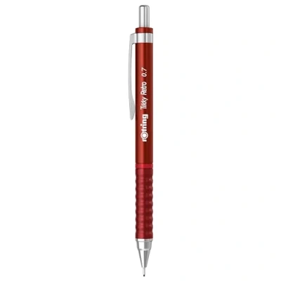 Imagen de Portaminas retro Tikky de rOtring 2B 0,7 mm Cuerpo rojo Cómodo agarre ondulado 12 unidades