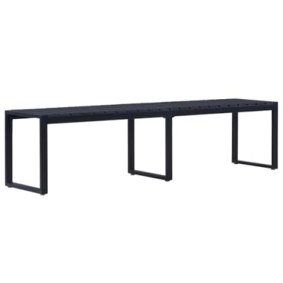 Imagen de vidaXL Banco de Jardín Patio Exterior al Aire Libre Decoración Recibidor Asiento Silla Impermeable Duradero Estable 180 cm Tablero PS Negro