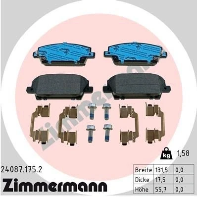 Imagen de ZIMMERMANN 24087.175.2 Juego de pastillas freno HONDA: CIVIC 8 Hatchback