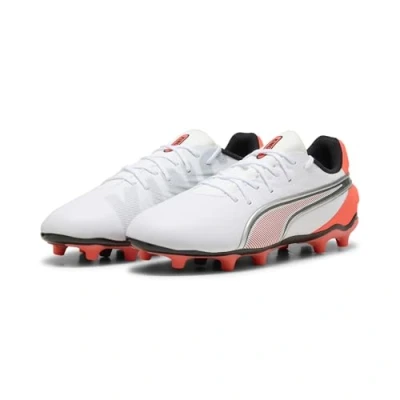 Imagen de PUMA King Match FG/AG JR, Soccer Shoe, White Glowing Red Black Silver, 34 EU
