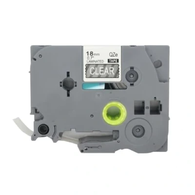 Imagen de BROVACS 1 paquete de cinta etiquetas laminada blanca sobre transparente compatible con impresora Brother P Touch TZ 145 TZe 18 mm OPA4145
