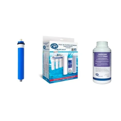 Imagen de Membrana 50 GPD + pack de 3 filtros ósmosis Higienizador. El compuesto por 1 Sedimentos, Carbón GAC, Block. Bbagua.