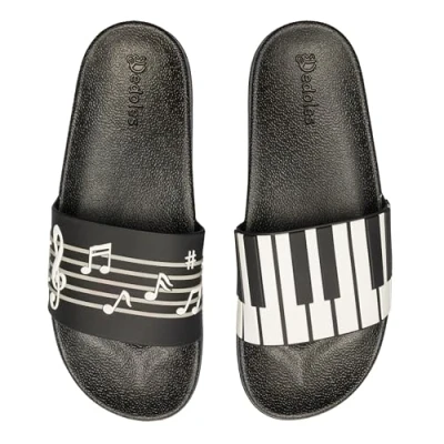 Imagen de Dedoles Chanclas &amp; Pantuflas Unisex Hombre Mujer y Niños Sandalias diseños divertidos Libros Pizza Flores Fiesta Café Regalo, Color: Música de piano, Tamaño: 46 EU