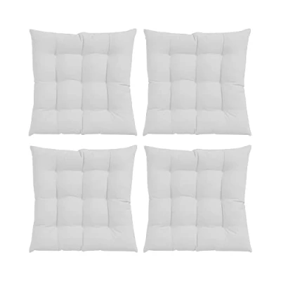 Imagen de GREATOYAR Cojines para Silla y Asiento, Decoración de Asiento Jardín Casa Terraza, Cojín Decorativo con Correas Sujeción, 9 Pespuntes, Fabricado en España, 40 x 3.5 cm, Pack 4, Crema