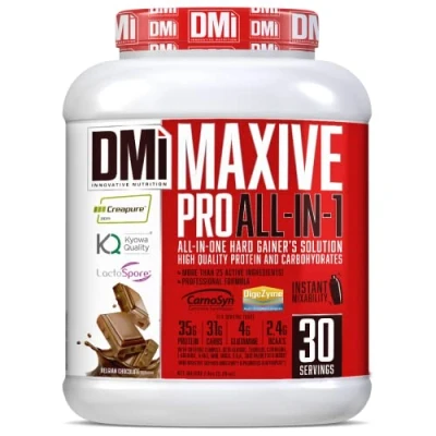 Imagen de DMI MAXIVE PRO ALL IN ONE Hard Gainer’s Solution More Than 25 Active Ingredients Todo en Uno Proteínas Alto Valor Biológico y Carbohidratos, con más de Ingredientes Activos Sabor Chocolate