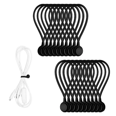 Imagen de Lollanda bridas magnéticas de silicona, reutilizables para organización y gestión cables, juego cables 190 mm (20 unidades, negro)