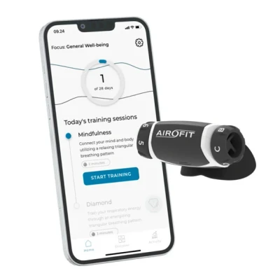 Imagen de Airofit Active™ Entrenador respiratorio y aplicación de respiración Virtual Bienestar General, Mejorar la Capacidad pulmonar, Estilo Vida Activo Excelente para Deporte (Lima)