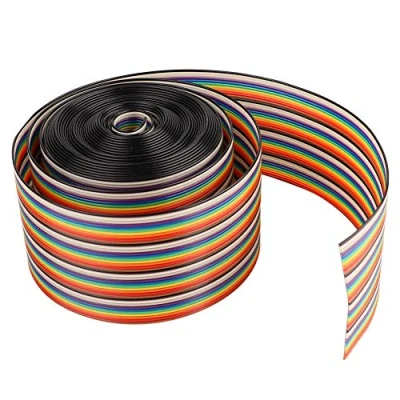 Imagen de Fafeicy 40P Cable plano arcoíris, alambre de paso espaciado colorido 1,27 mm, ancho 5,08 cm, 28 AWG(5 metros)
