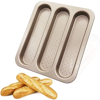 Imagen de Bandeja para Baguettes Molde Hacer Antiadherente Utensilios de Pan Francés Perforada Espesar Acero Carbono No Deformado