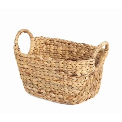 Imagen de Compactor cesta almacenaje pequeña de jacinto agua natural tejida a mano, decoración para estanterias y cocina, baño o la ropa los armarios, cesto organizador 2 asas