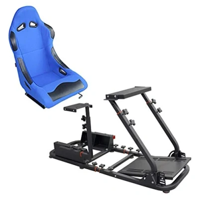 Imagen de MODAUTO Cockpit SimRacing Gaming, Soporte de Simulacion, Plegable con Asiento Deportivo Backets o Semibaquets Compatible Logitech G25/G29/G27/G920 Modelo N820B+N060