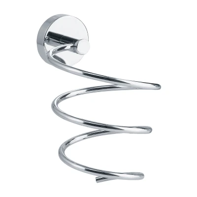 Imagen de tesa Soporte para Secador de Pelo Smooz Porta Metal Cromado Inoxidable Resistente al Agua Incluye Solución Adhesiva Montaje