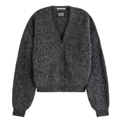 Imagen de Scotch &amp; Soda Core Fuzzy Relaxed Cardigan Chaleco de Sudadera, Charcoal Melange, S para Mujer