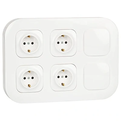 Imagen de Legrand, 782497 Base de Enchufes pared 4 tomas y 2 tapas ciegas , Forix, color blanco