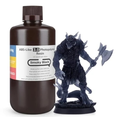 Imagen de ELEGOO Resina ABS Like 3.0 de 405 nm, Rápida UV LCD Alta Precisión, No Quebradiza, Tóxica para Impresora 3D LCD/DLP Fotopolímero 1000g Negro Ahumado