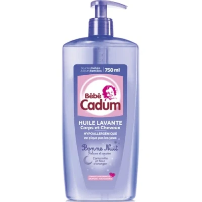 Imagen de Cadum calmante, suave, hipoalergénico, limpieza, nutritivo para bebés, aceite de lavado corporal y cabello (paquete 1)