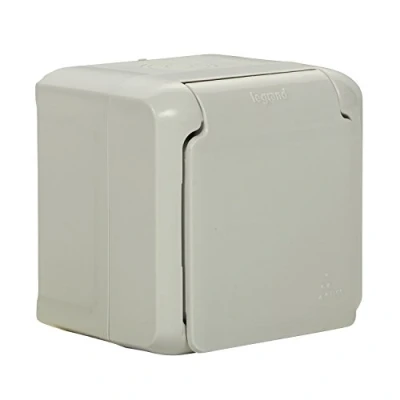 Imagen de Legrand Forix 782393 Echufe de pared 16 A, Superficie, IP44 impermeable, con tapa color gris
