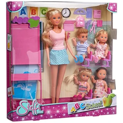 Imagen de Simba Steffi Love Maitresse d&#039;école Poupée Mannequin 29cm Tableau et Accessoires + 4 élèves Pupa Muñeca, Multicolor, Talla única (7/105730472002)