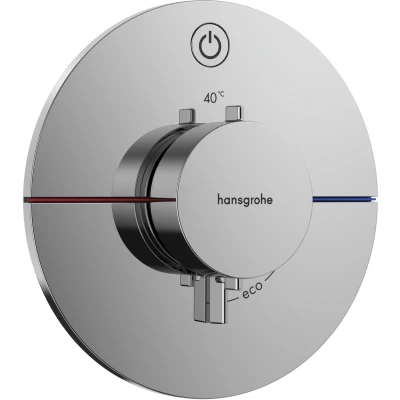 Imagen de hansgrohe ShowerSelect Comfort S, termostato empotrado , grifo con botón de seguridad (SafetyStop) a 40 C, redondo para ducha y bañera, mezclador 1 función, cromo