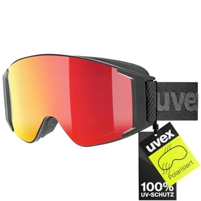 Imagen de uvex g.gl 3000 TOP, gafas de esquí unisex, polarizadas, con lente intercambiable, black matt/red clear, one size