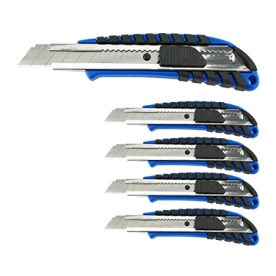 Imagen de D.RECT 2049 SET Cuchillo de 5 Piezas con Guía Metálica Cuchilla 18mm Mango Goma para Alfombras Universal Profesional