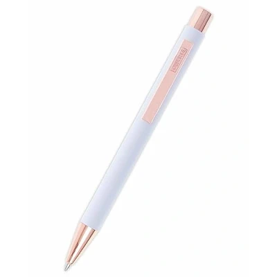 Imagen de Online Soft Metal Bolígrafo con mecanismo retráctil (aluminio, mina intercambiable, tinta negra, tacto suave, clip de metal), color Rosa blanca.