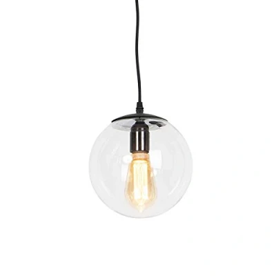 Imagen de Qazqa Moderno Lámpara colgante moderna transparente 20cm PALLON Vidrio/Acero Esfera/Alargada Adecuado para LED Max. 1 x 25 Watt