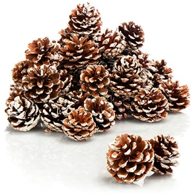 Imagen de com four® 30x Colgantes Decorativos en Forma de piñas Blanco Decoración Cono para Colgar Decoraciones navideñas (30 Piezas Punta Blanca)
