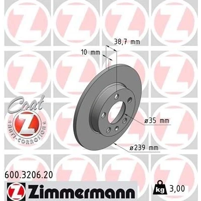 Imagen de Disco de freno ZIMMERMANN 600.3206.20