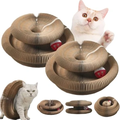 Imagen de Kitty Kurlz, Kurlz Cats Toy, Magic Organ Cat Scratcher Board, Foldable Accordion Toy with Bell Balls and Track Adventure for Indoor, Interactive Mental Physical Exercise (2pcs)