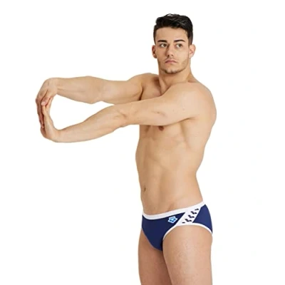 Imagen de Arena Icons Solid Bañador slip para hombre, Navy/Blanco, 100