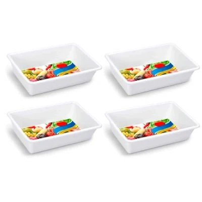 Imagen de AC Pack de 4 Bandejas Frigorificas Capaciadad 6 L Fabricado en Plástico Apto para Microondas y Congelador 10 x 39 25 cm Color Blanco