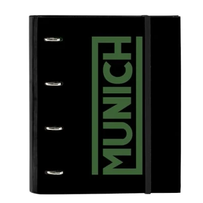 Imagen de Safta MUNICH CAVIAR Carpeta 4 Anillas de 35 cm con 100 Hojas A4, Ideal para Niños Diferentes Edades, Cómoda y Versátil, Calidad Resistencia, 27x3.5x32 cm, Color Negro